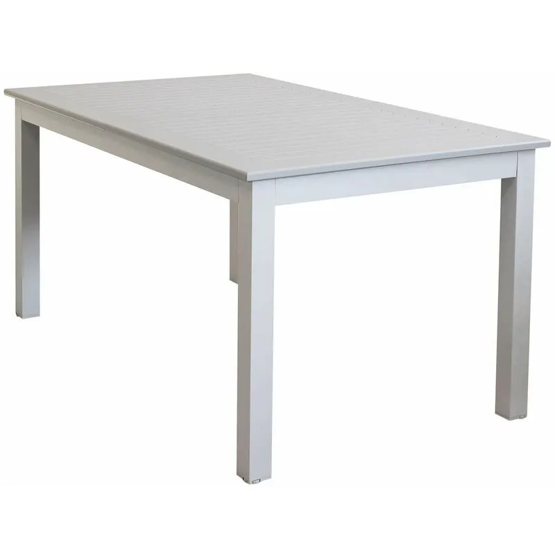 Tavolo estensibile 150/210 cm da esterno con struttura in alluminio e piano effetto doghe Eracle - Beige - Beige
