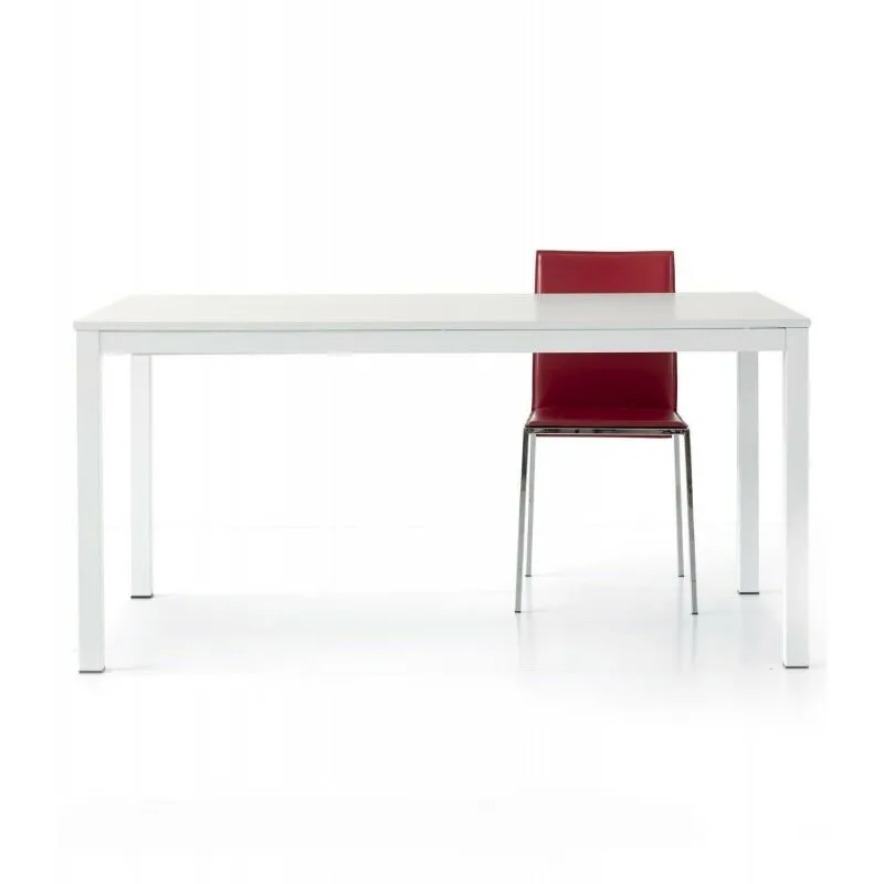 Spazio Casa - Tavolo Allungabile Metallo e Legno Bianco Frassinato Dimensione Tavoli: 160 x 90 + 2 allunghe 50 cm