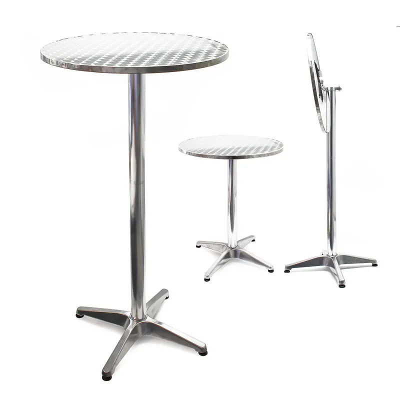 Tavolo alto da bar rotondo pieghevole alluminio altezza regolabile 74cm o 114 cm ø 60 cm