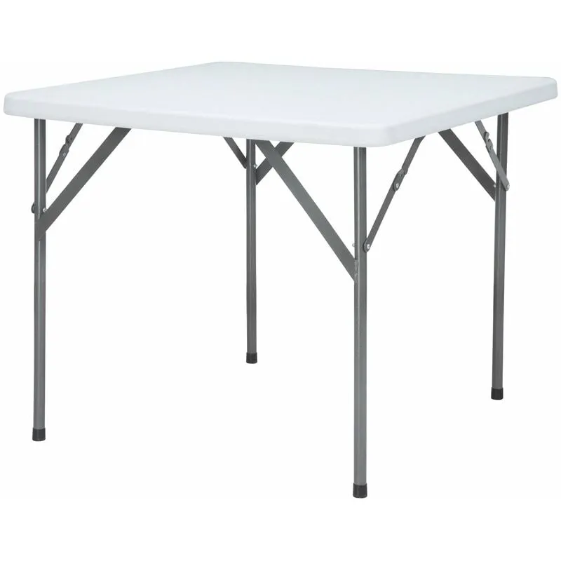 Tavolo Catering Quadrato Pieghevole 88x88x74 cm Bianco