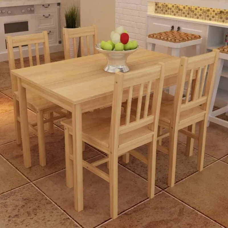 Vidaxl - Tavolo con 4 sedie in Legno Naturale 52135