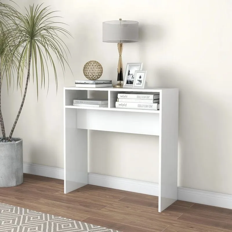 Furniture Limited - Tavolino Consolle Bianco Lucido 78x30x80 cm