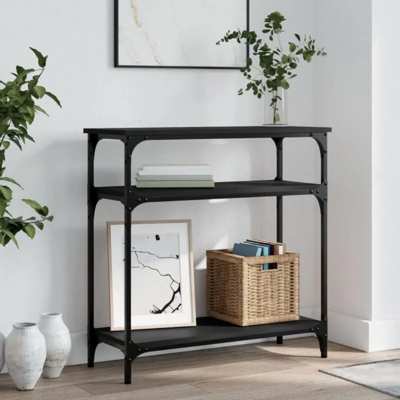 Tavolino Consolle Nero 75x29x75 cm in Legno Multistrato - Vidaxl