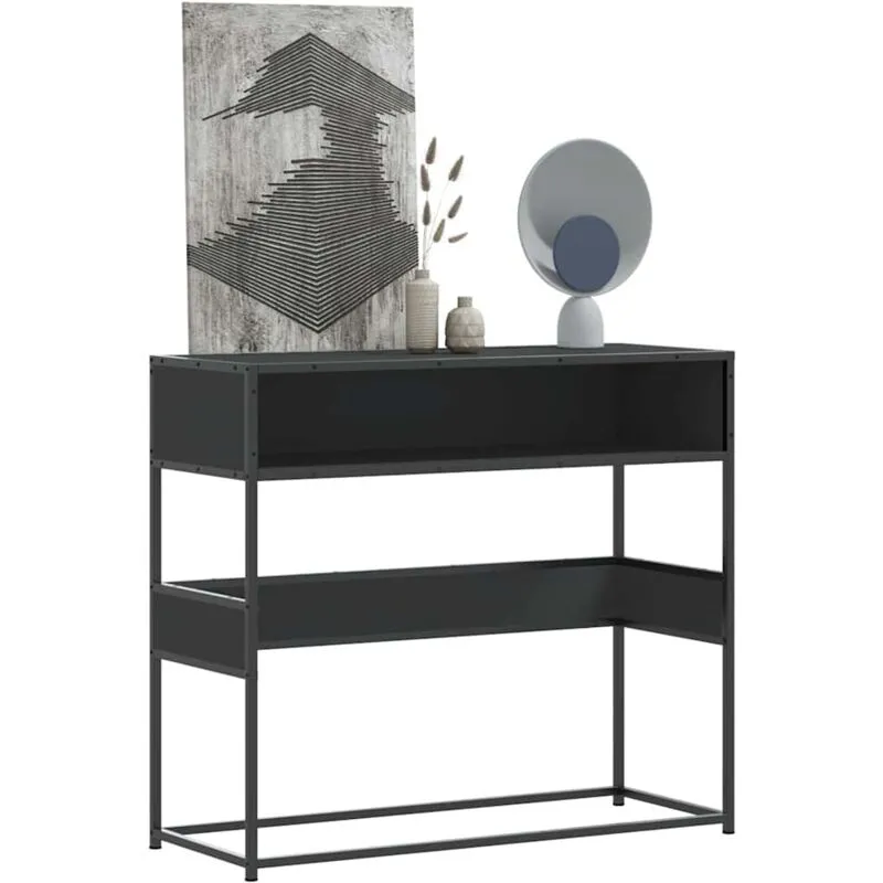 Tavolino Consolle Nero 90x35x80 cm in Legno Multistrato - Vidaxl