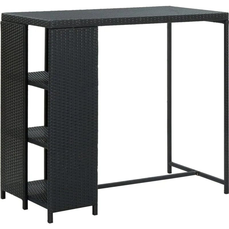 Tavolo da Bar con Ripiani Nero 120x60x110 cm in Polyrattan - Vidaxl