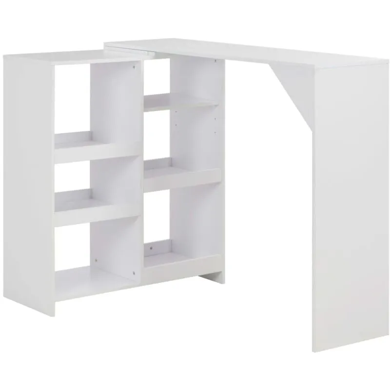 Tavolo da Bar con Scaffale Mobile Bianco 138x39x110 cm - Vidaxl