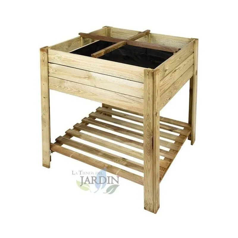 Suinga - Fioriera Rialzata in Legno 80 x 80 x 80 cm. Orto Rettangolaresu Piedi. Lettiera da giardino rialzata economica in legno