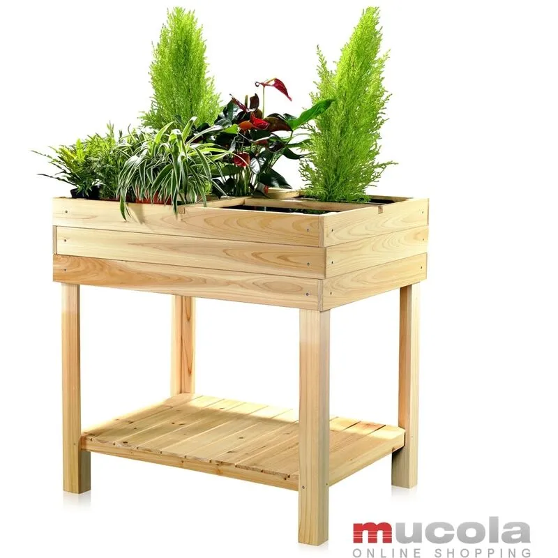 Tavolo da giardino alto Legno 4 scomparti Scatola per piante