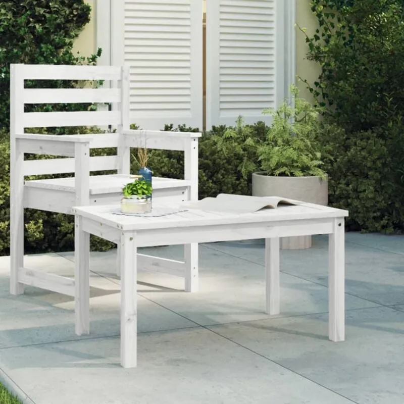 VidaXL Tavolo da Giardino Bianco 82,5x50,5x45 cm Legno Massello Pino