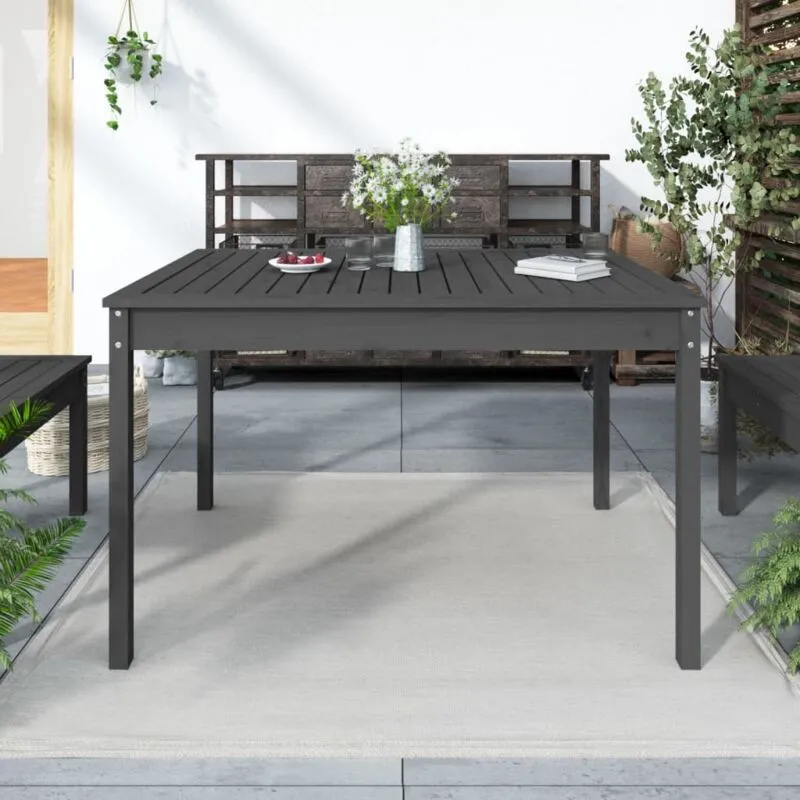 Tavolo da Giardino Grigio 121x82,5x76 cm Legno Massello di Pino