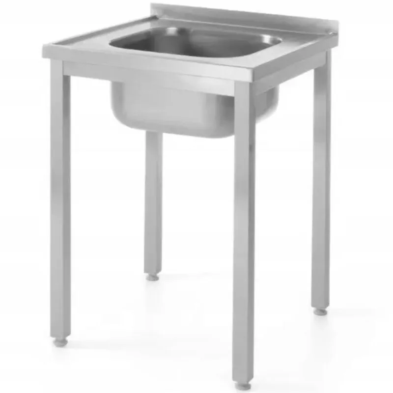 Tavolo da parete in acciaio bullonato con lavabo 60x70x85 cm - Hendi 812877