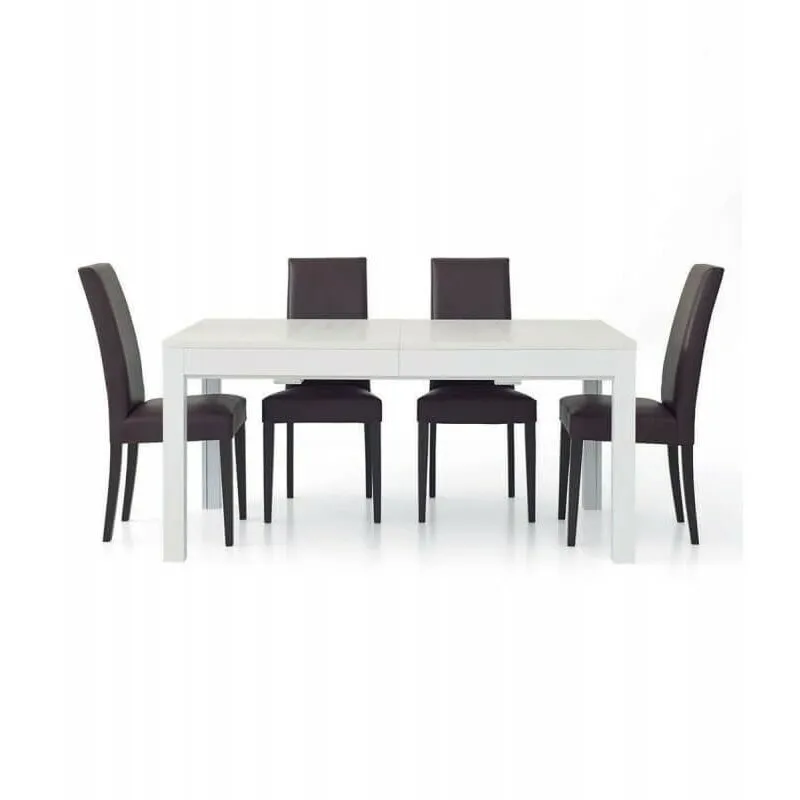 Spazio Casa - Tavolo da Pranzo Allungabile a +3 metri Moderno Bianco Frassinato Dimensione Tavoli: 160 x 90 + 4 allunghe 43 cm