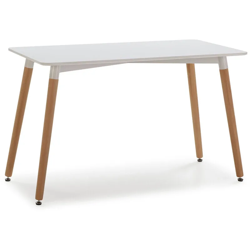 Tavolo da pranzo Aroa bianco, gambe in legno di faggio, 120x60 cm - bianco