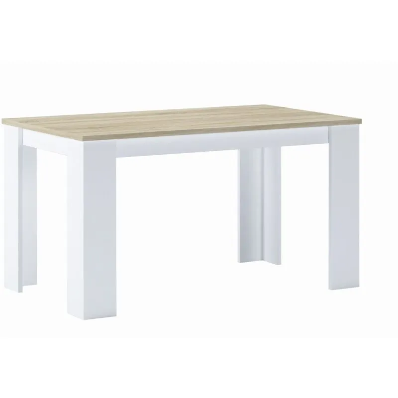 Tavolo da pranzo e soggiorno, rettangolare, da 140 cm, Rovere chiaro e bianco, misure: 80 l x 138 Lunghezza 75 cm Altezza fino a 6 persone