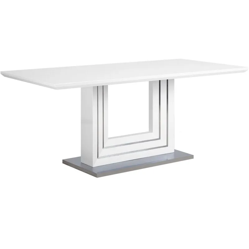 Tavolo da Pranzo in mdf Bianco Base in Acciaio Lucido 180 x 90 cm Kalona