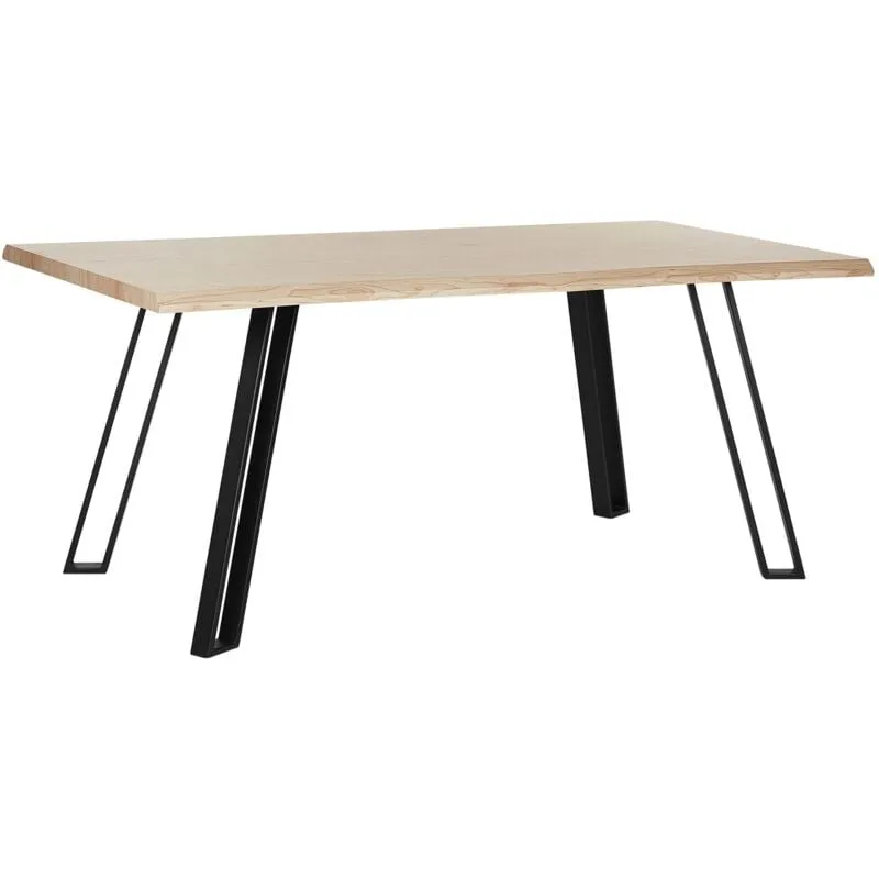 Tavolo da Pranzo in Legno Chiaro con Gambe in Metallo Nero 180 x 85 cm Graham