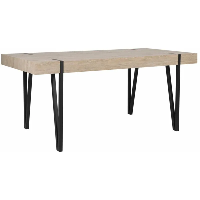 Tavolo da Pranzo Piano Legno Chiaro Gambe in Metallo Nero 150 x 90 cm Adena