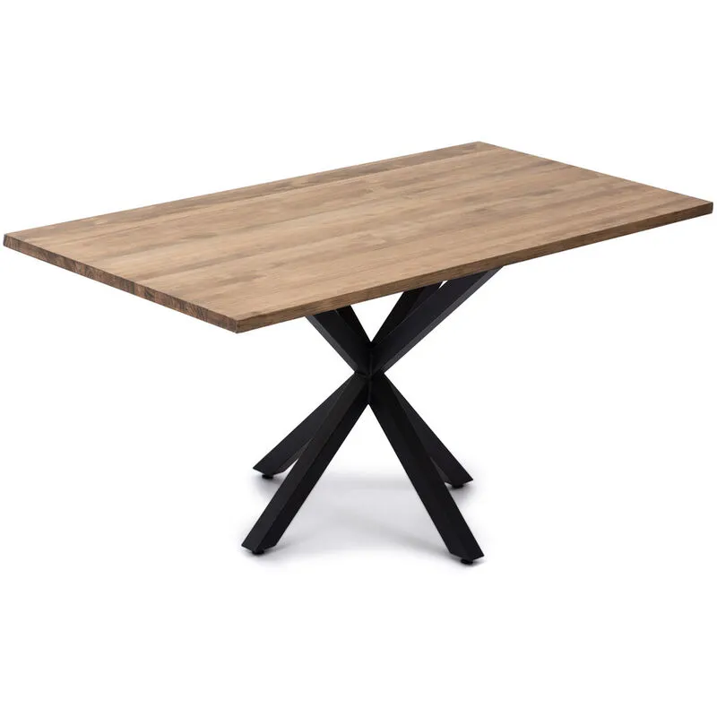 Tavolo da pranzo Pata Estrella 160x80x75cm Legno nero effetto vintage stile industriale Box Furniture Nero