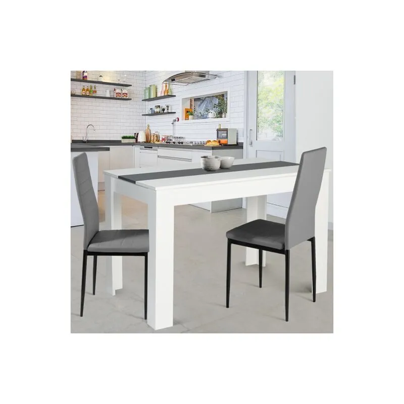 Tavolo da pranzo rozy 6 persone bianco e grigio 110 cm