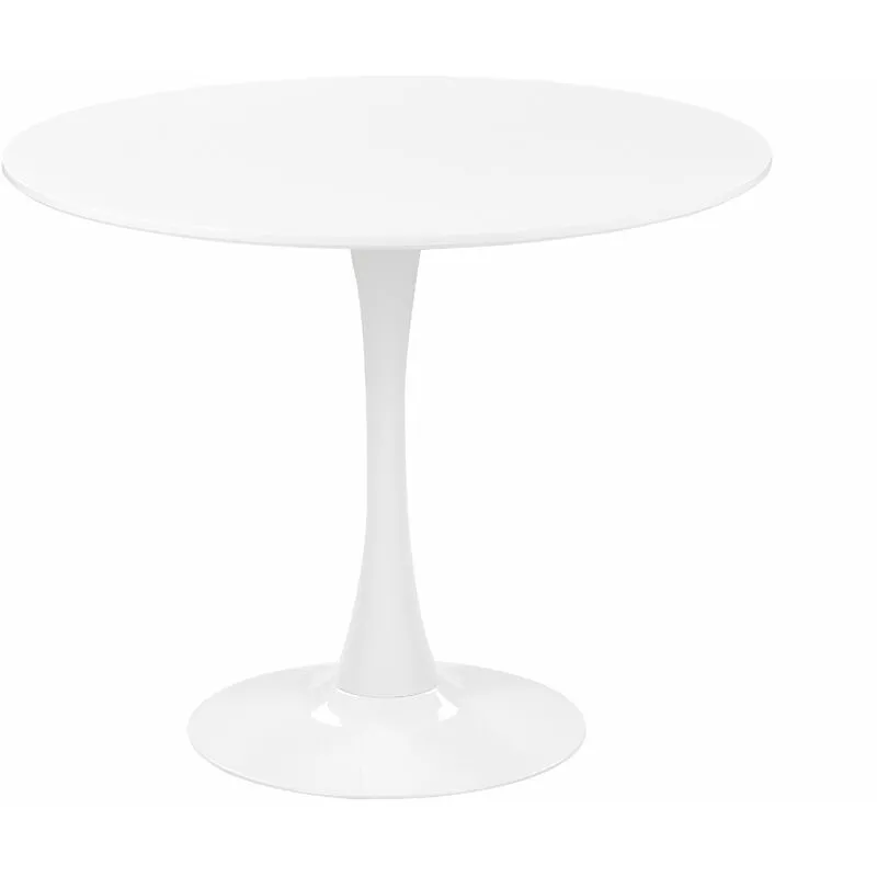 Tavolo da Pranzo Tondo 90 cm Bianco Base in Metallo per Cucina 4 Posti Boca - Bianco