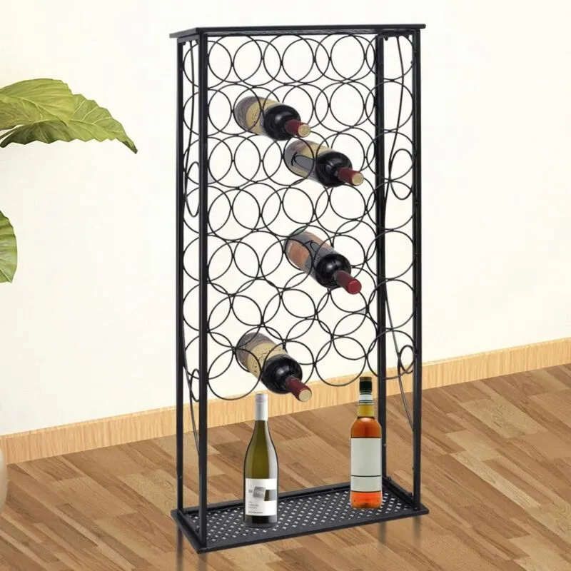 Portabottiglie cantinetta per 28 Bottiglie di Vino in ferro 47.5x21x100 cm nero