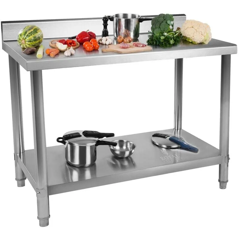 Tavolo Inox Acciaio Inossidabile Banco Da Lavoro Alzatina 100 x 60 Cm 90 Kg