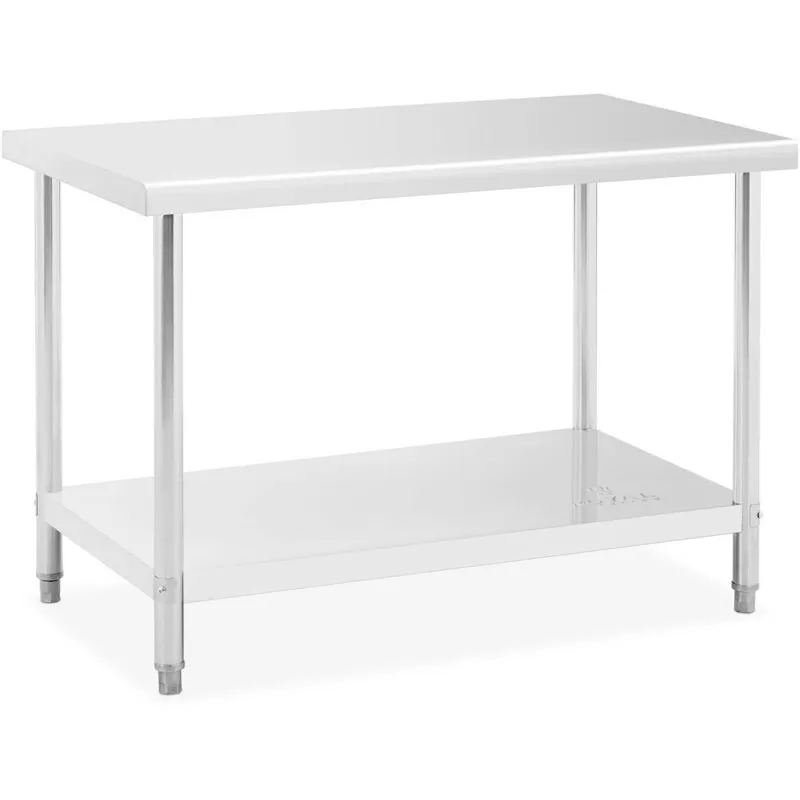 Royal Catering - Tavolo Inox Acciaio Inossidabile Banco Da Lavoro Regolabile 120 x 70 Cm 115 Kg