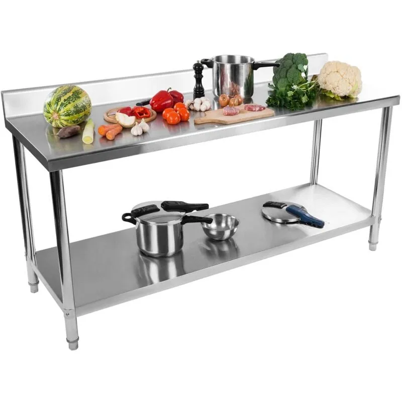 Royal Catering - Tavolo Inox Acciaio Inossidabile Banco Da Lavoro Alzatina 180 x 60 Cm 170 Kg