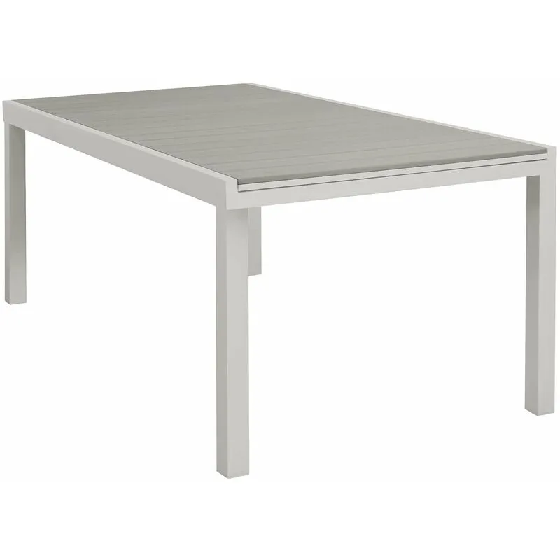 Tavolo estensibile da esterno 180/240 cm con struttura in alluminio e piano in polywood effetto legno in doghe Futy - Beige - Beige