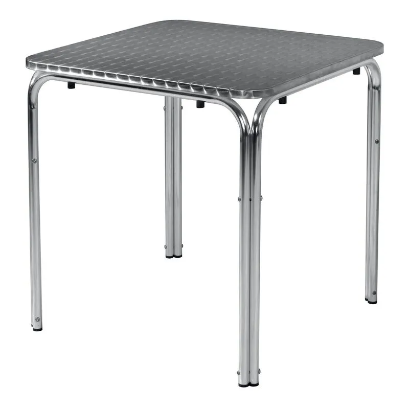 Tavolo per bar e ristoranti in alluminio quadrato impilabile 70 x 70 centimetri