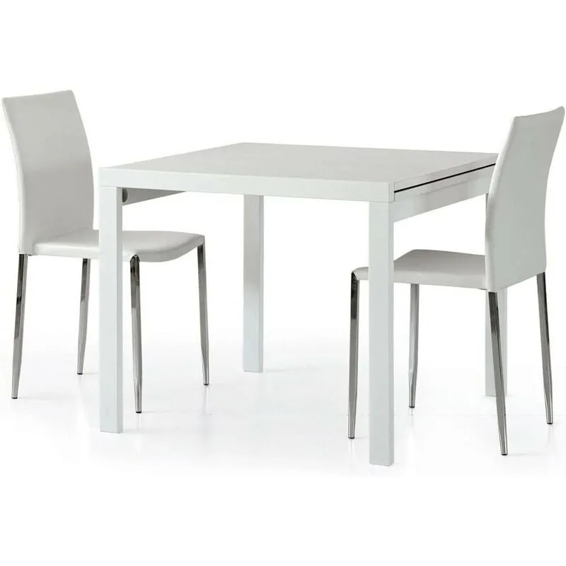 Tavolo da Pranzo Quadrato Bianco Allungabile Dimensione Tavoli: 90 x 90 - Dimensione aperto: 180 x 90