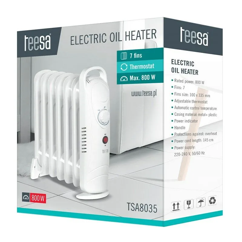  - Teesa TSA8035 Riscaldatore elettrico a olio bianco 800 w