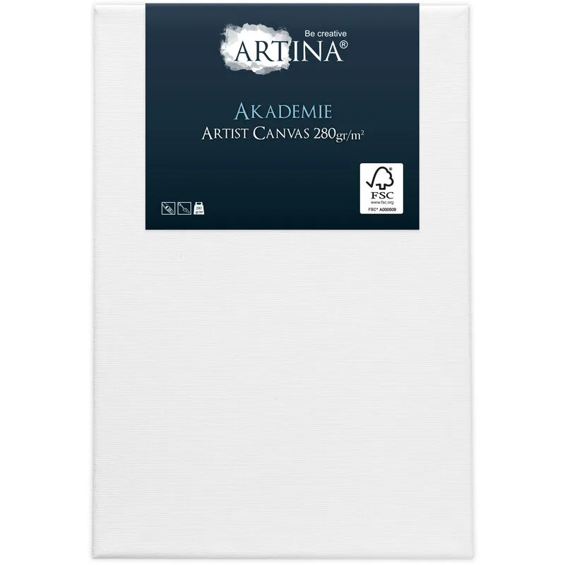 Tela pittorica di cotone bianco 100% - serie Akademie di Artina 280 g/m² 50x40x1 cm