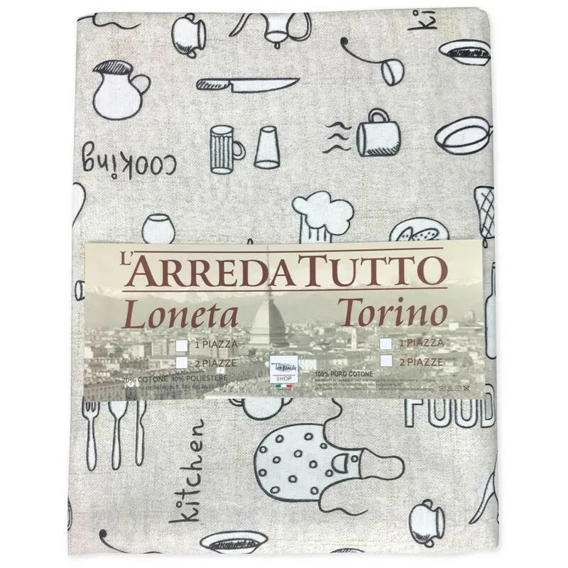 Telo arredo copritutto gran foulard copriletto copridivano tessuto loneta cooking 1 piazza