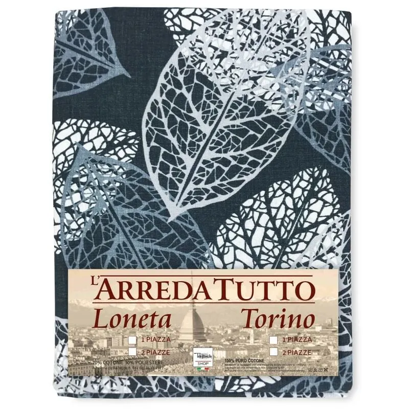 Telo arredo copritutto gran foulard copriletto copridivano tessuto loneta foglia leaf 2 piazze