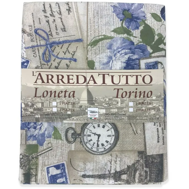 Telo arredo copritutto gran foulard copriletto copridivano tessuto loneta shabby blu 1 piazza