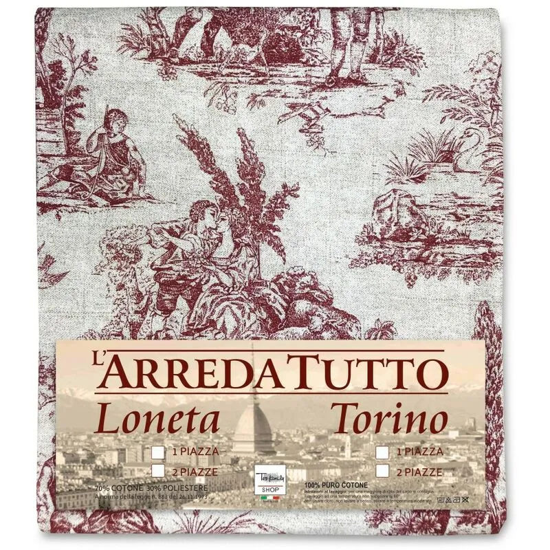 Telo arredo copritutto gran foulard copriletto copridivano tessuto loneta Toiles de Jouy 2 piazze