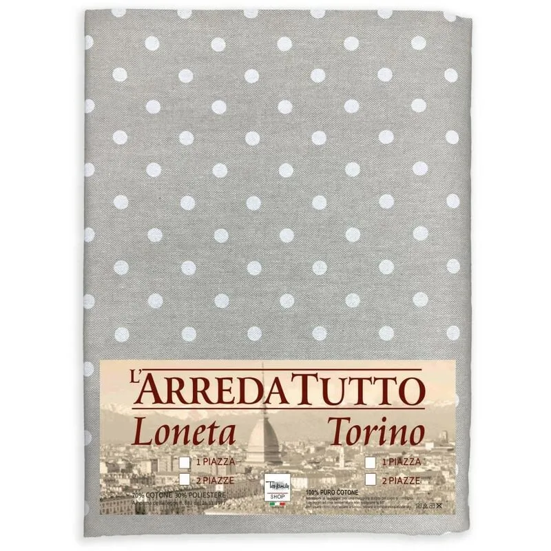 Telo arredo Copritutto gran foulard Copriletto copridivano Tessuto miros pois bianco 1 piazza