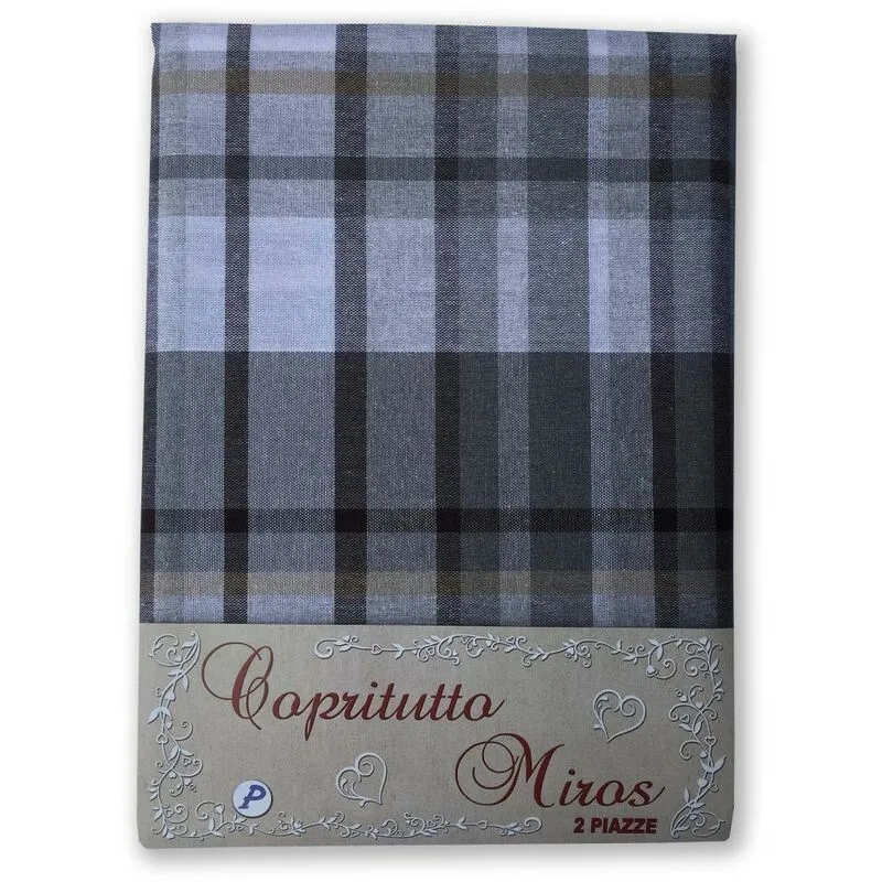 Telo arredo Copritutto gran foulard Copriletto copridivano Tessuto miros scozzese grigio 2 piazze