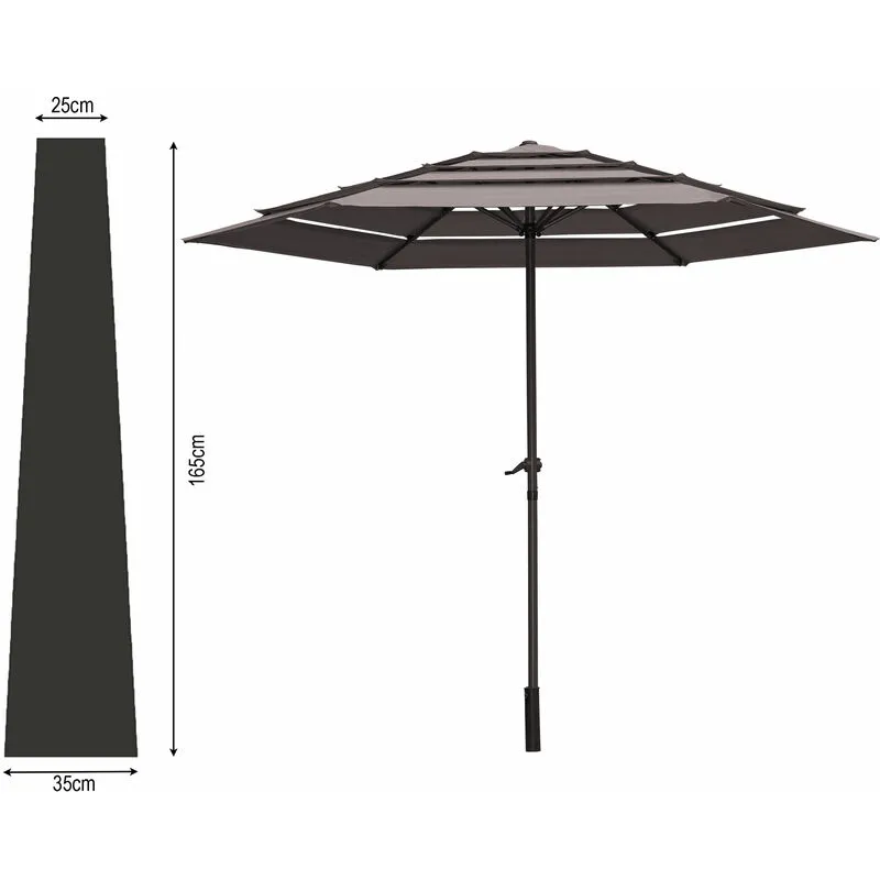 Telo di protezione nero Lunghezza 165 cm per ombrelloni fino a ø 300 cm Telo di protezione telonato