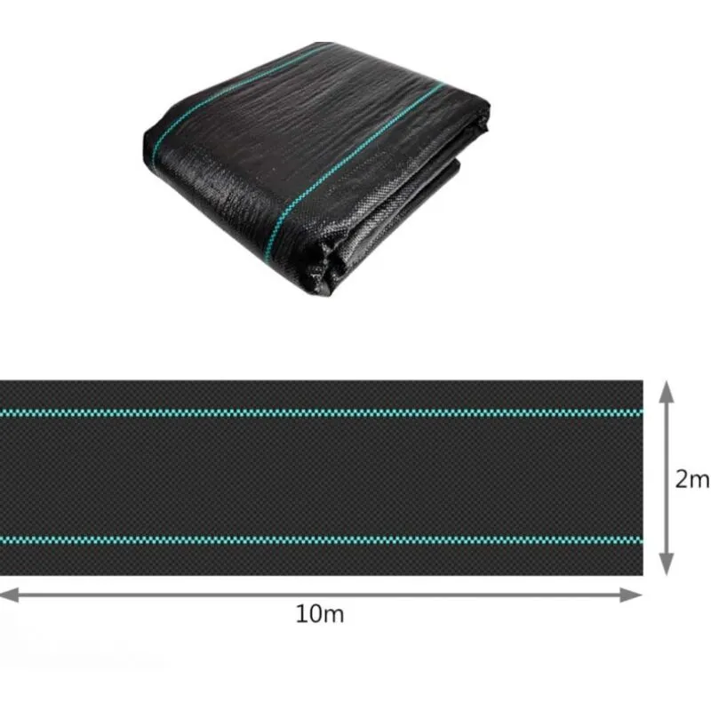 Telo pacciamante contro le erbacce 10Mx2M Realizzato in fibre di polipropilene tessute anti-UV 100g/m2 Resistente agli strappi con telone pacciamante