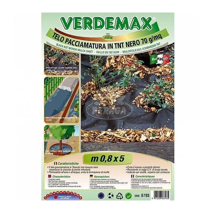 Telo per Pacciamatura in tnt nero m 0,8x5 Verdemax