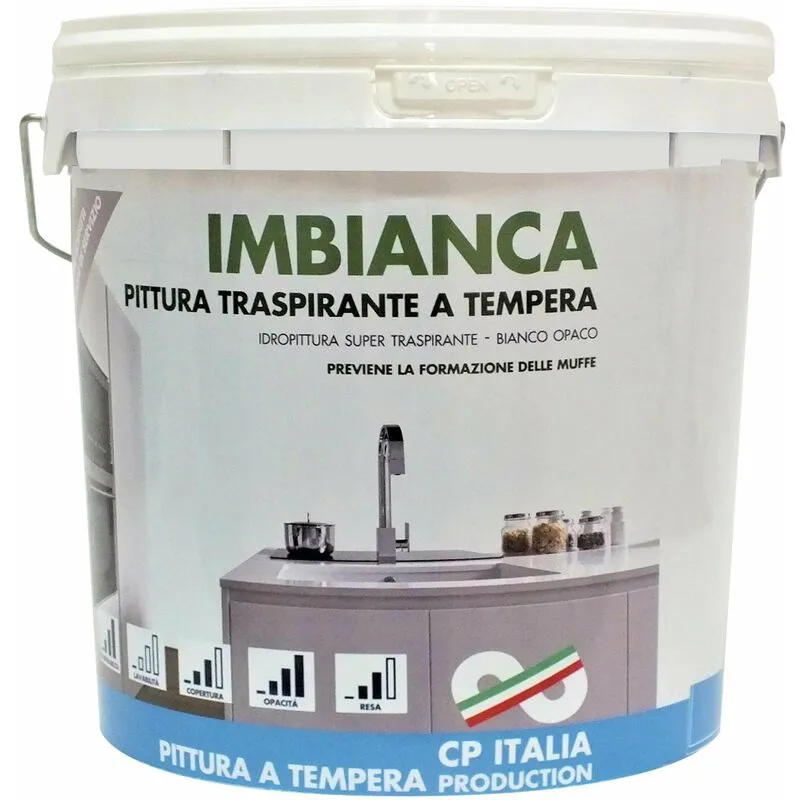 Idropittura Pittura a Tempera per interni - 5 litri - bianco opaco - 501CAP000005 Imbianca