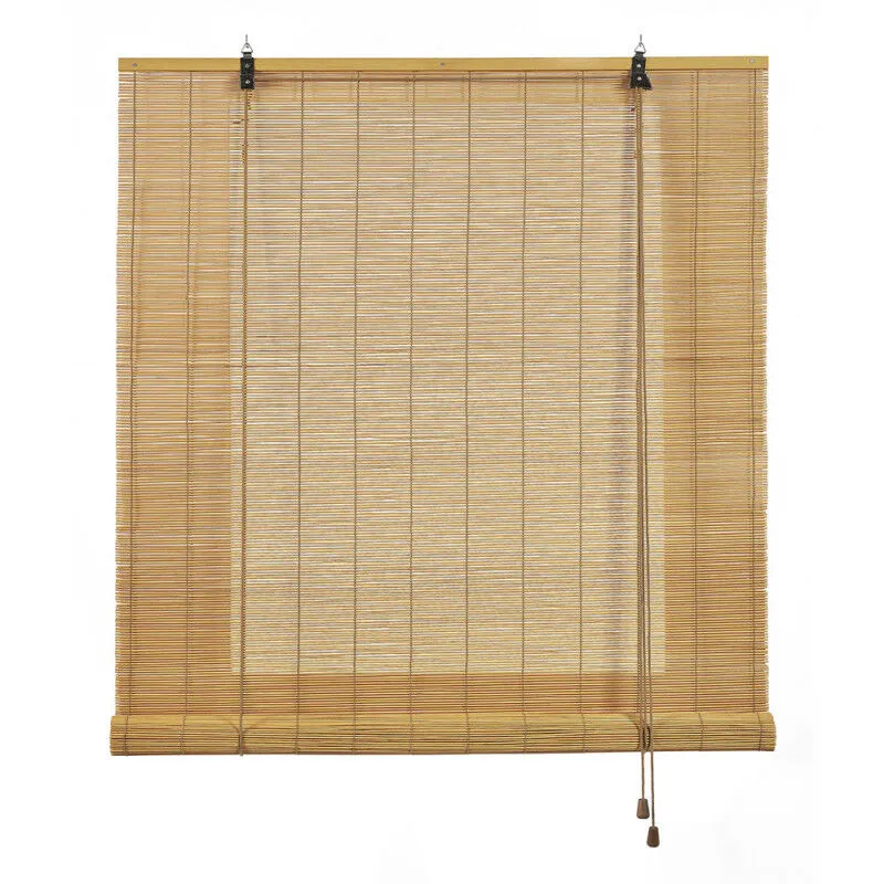 Storesdeco - Tenda a Rullo In Bambù Naturale, Marrone chiaro, 90 x 175cm - Marrone chiaro