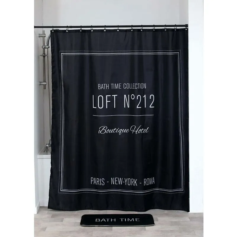 Tendance - Tenda da doccia in poliestere 180x200 cm - neo retro nero Nero