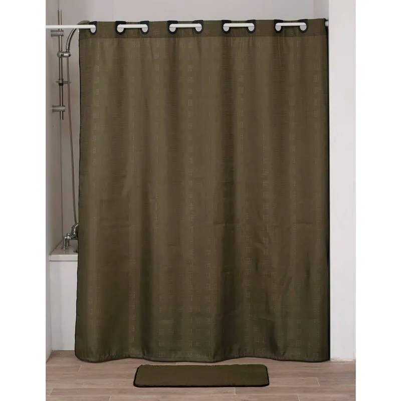 Tenda da doccia in poliestere con occhielli integrati 180x200 cm - nero kaki Tendance Verde