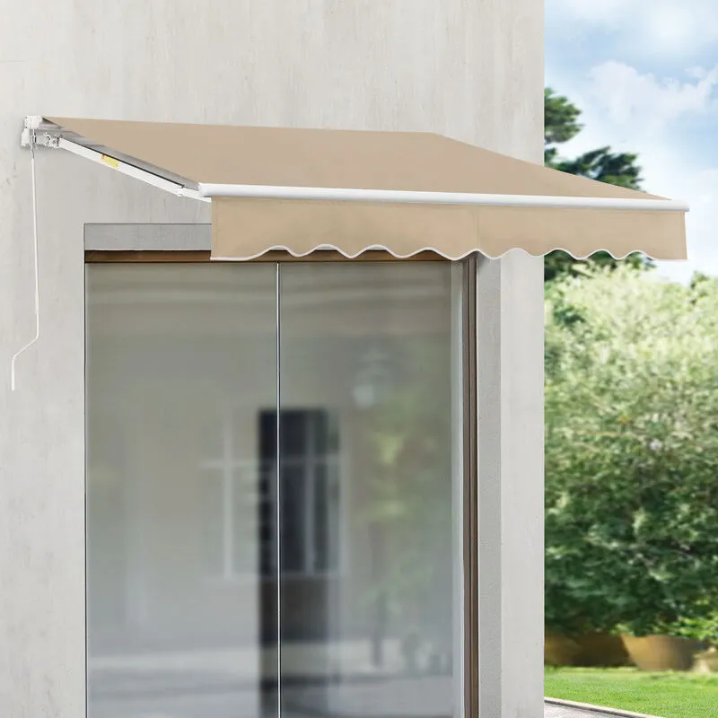 Tenda da Sole a Muro con Bracci Estensibili e Manovella - 250 x 200 cm (LxP) - Tettuccio Parasole con Protezione Raggi uv - Beige - beige