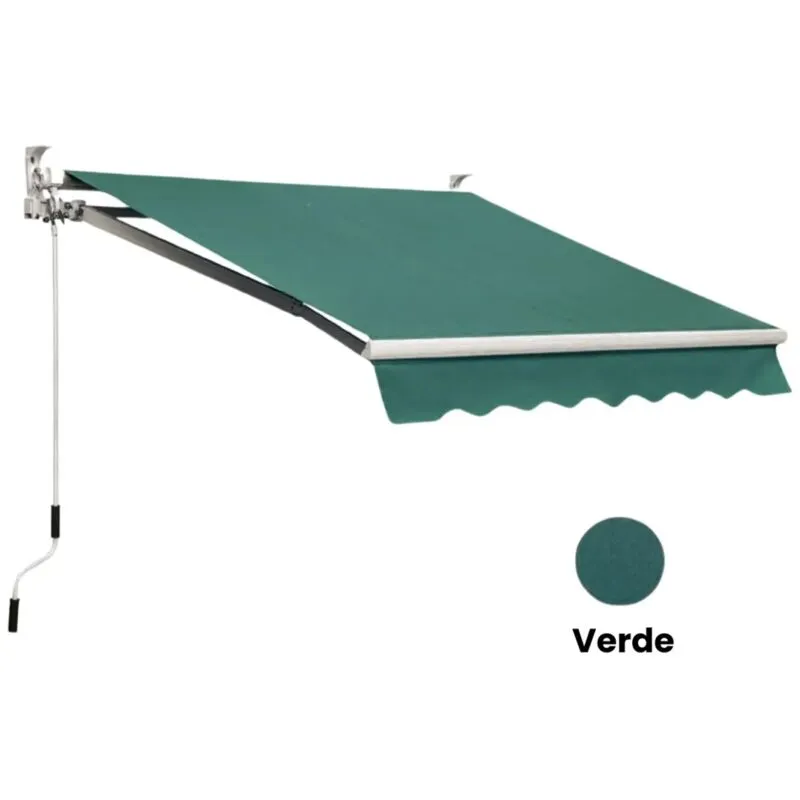 Tenda da Sole Balcone Verde 400x300 Avvolgibile Barra Quadra