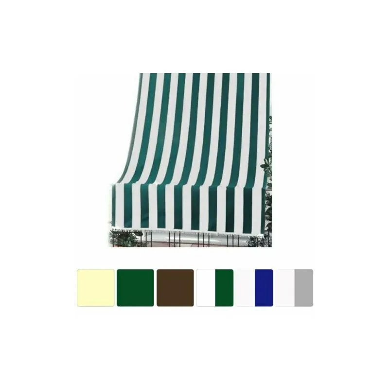 Tenda da sole in tessuto resistente esterni balcone veranda giardino 35100V cm 104X300H bianca/verde (35107)