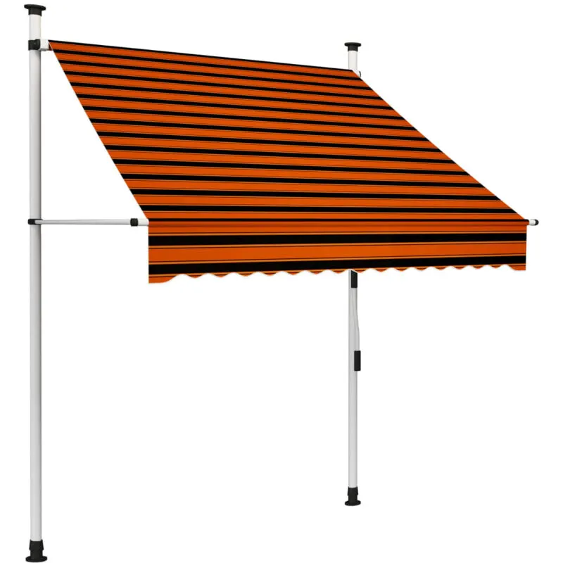 Tenda da Sole Retrattile Manuale in Tessuto Resistente Arancione e Marrone varie dimensioni dimensioni : 150 cm